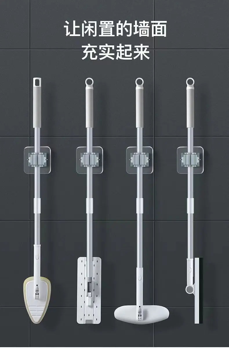 Household Bathroom Hole-free Mop Rack Broom Holder Holder Broom Storage Rack Seamless Transparent Mop Hanger