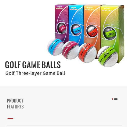 3pcs/box Supur NEWNING Golf Games Ball Three layer Ball for Professional Competition Game Gift for Golfers 4 Colors