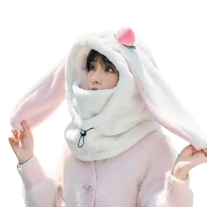 Cartoon Rabbit Ear Ski Helmet Cover Comfortable Soft Cycling Skiing Helmet Hat Lovely Winter Warm Plush Cap for Girl Women
