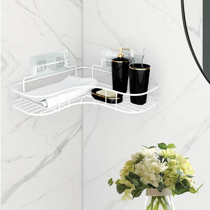 Bathroom Shelf Kitchen Organizer Shelves Corner Frame Iron Shower Caddy Storage Rack Shampoo Holder For Bathroom Accessories