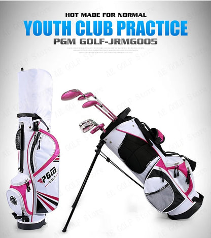 PGM child Golf Club Sets kids Learning Iron Carbon Putter Headcover Bracket Bag 120-165cm Height Boy Kids Junior Clubs JRTG005