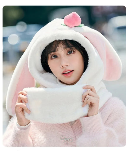 Cartoon Rabbit Ear Ski Helmet Cover Comfortable Soft Cycling Skiing Helmet Hat Lovely Winter Warm Plush Cap for Girl Women