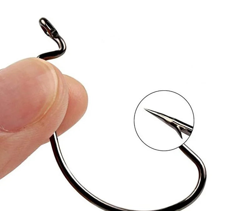 50pcs Crank Hook Set 8#-3/0 Fishing Hooks Saltwater Soft Worm Lure Wide Gap Offset Fishhook Jig Fish Hook For Carp Pike with Box