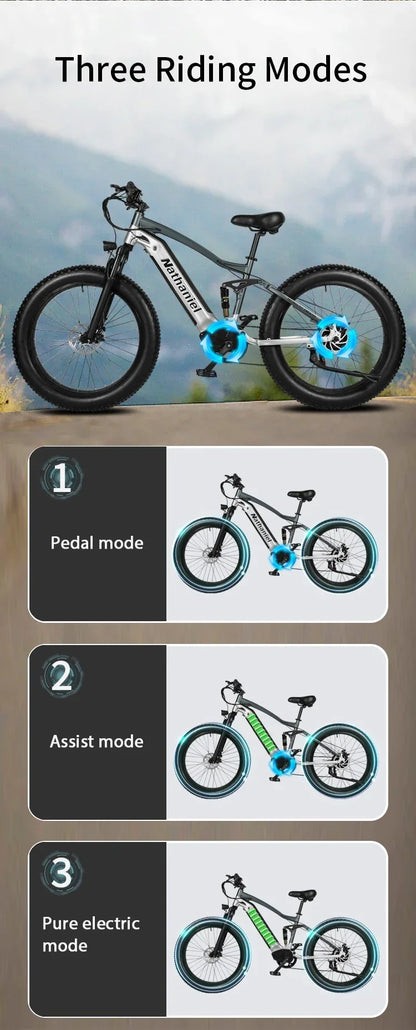 CHINA US 1000W Off-road Electric Bike 26 inch 4.0 Fat Tire Outdoor Sports Mountain Bike 20Ah Battery Adult Bike 40km/h ebike
