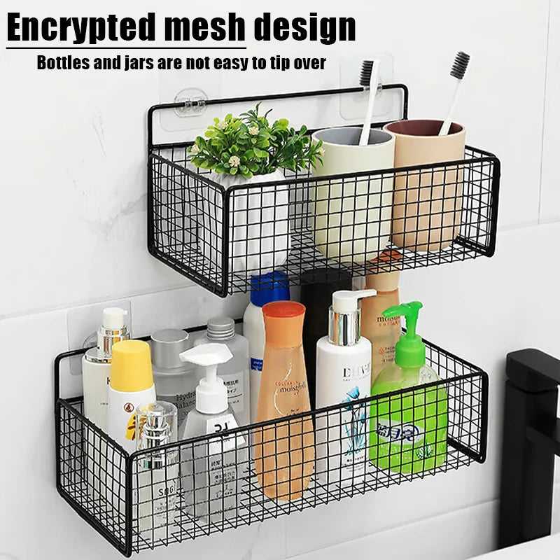 Living Room Bedroom Kitchen Storage Rack Bathroom Wall-Mounted Storage Rack (No Drilling Required)