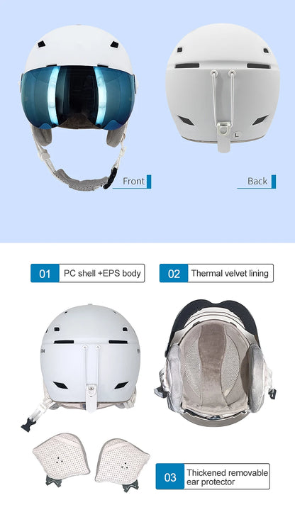 MOON-Professional Ski Helmet for Adult and Youth, Universal for Skateboard, Snowboard, Snow Equipment, Warm, Winter