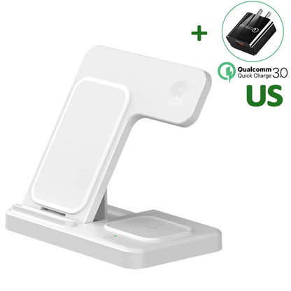 Fast 3 in 1 Wireless Charging Station Foldable Phone Wireless Charger Stand Pad for iPhone 16 15 14 13 12 Pro AirPods iWatch 1-9