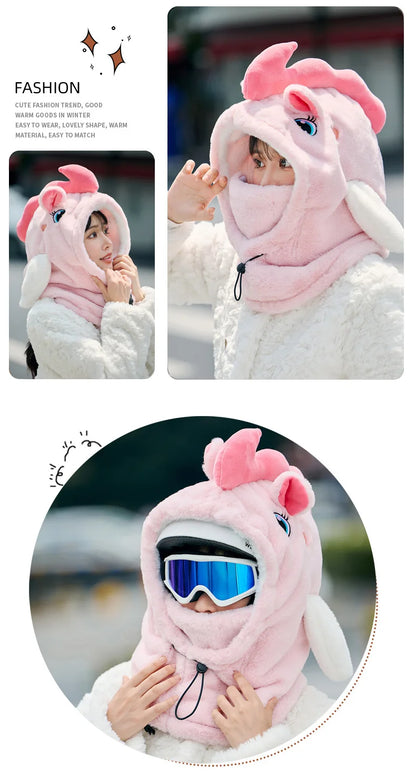 Unicorn Ski Helmet Cover Cartoon Neck Warmer Winter Hat Comfortable Skiing Head Warmer Cute Ski Helmet Hood Ski Accesories