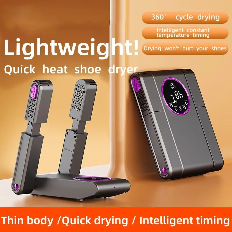 Portable Shoe Dryer Electric Shoe and Boot Dryer 180° Folding Design Smart Display for Shoes Gloves Hats Socks Ski Boots
