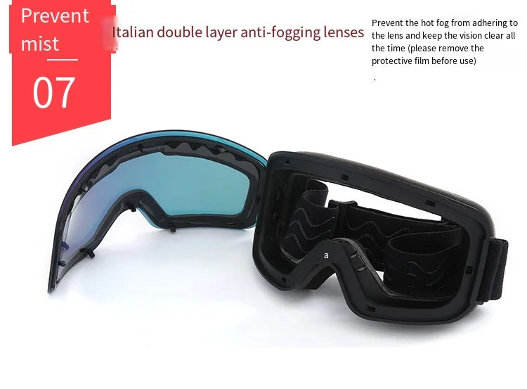 Big Ski Snowboard Goggles Women Men Skiing Eyewear Mask UV 400 Snow Protection Over Glasses Adult Double Anti-Fog Cylindrical