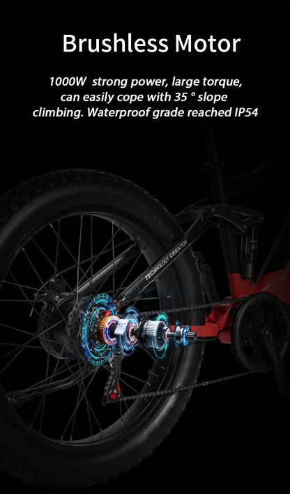 CHINA US 1000W Off-road Electric Bike 26 inch 4.0 Fat Tire Outdoor Sports Mountain Bike 20Ah Battery Adult Bike 40km/h ebike