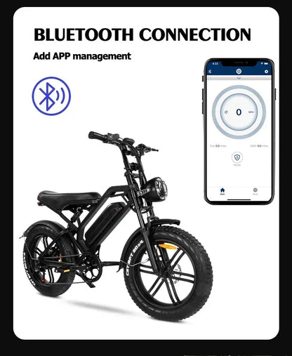Upgraded Mode V20 Electric Bicycle 1000W 15AH Ebike 20 Inch Fat Tire Electric City Mountain Bike Unisex Electric Bike