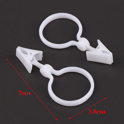 10 Pieces Plastic Bath Drape Shower Buckle Clip White Curtain Loop Hooks Ring Bathroom Bathing Curtain Accessories Home Supplies