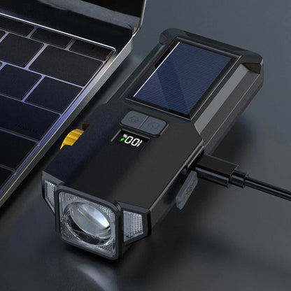 Solar Bike Front Light USB Rechargeable Super Bright Bike Light Power Display High Brightness Bike Flashlight for Night Riding