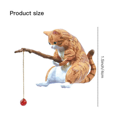 Fish Tank Fishing Cat Hanging Creative Landscape Office Ornaments Fishing Fun Mini Decorative Micro-Landscape