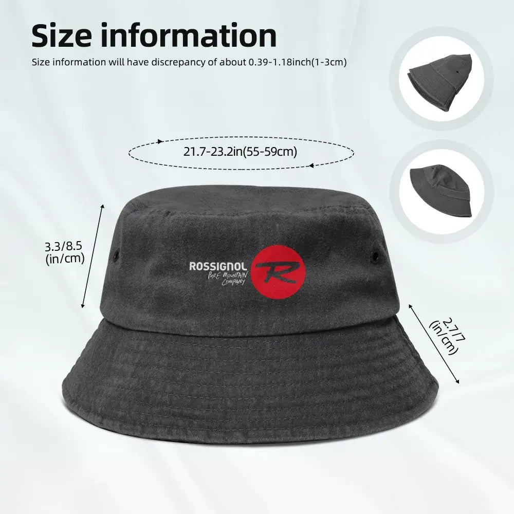White Rossignol Logo Bucket Hat Fisherman Hat Cotton Sun Hat