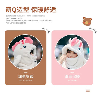 Cute Beautiful Cartoon Ski Helmet Cover Comfortable Soft Cycling Skiing Helmet Hat Lovely Winter Warm Plush Cap for Girl Women
