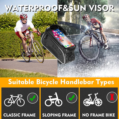 WEST BIKING Bicycle Bag Cycling Top Front Tube Frame Bag Waterproof 6.5 Inches Phone Case Storage Touch Screen MTB Road Bike Bag