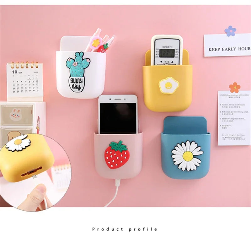 Cartoon Wall Mounted Storage Box for Bedroom Mobile Phone Bathroom Toothpaste Toothbrush Organizer