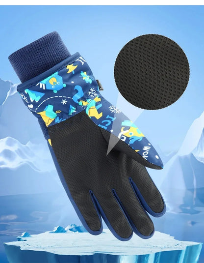 Winter Children Ski Gloves Thicken Waterproof Kids Gloves Snowboard Riding Snow Child Winter Gloves for Boys Girls 4-13Y