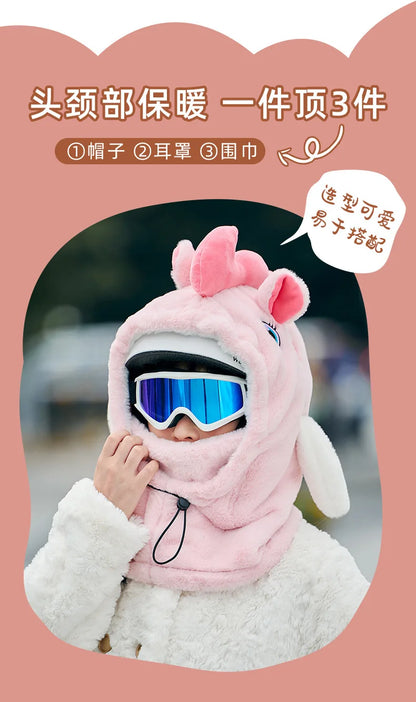 Cute Beautiful Cartoon Ski Helmet Cover Comfortable Soft Cycling Skiing Helmet Hat Lovely Winter Warm Plush Cap for Girl Women