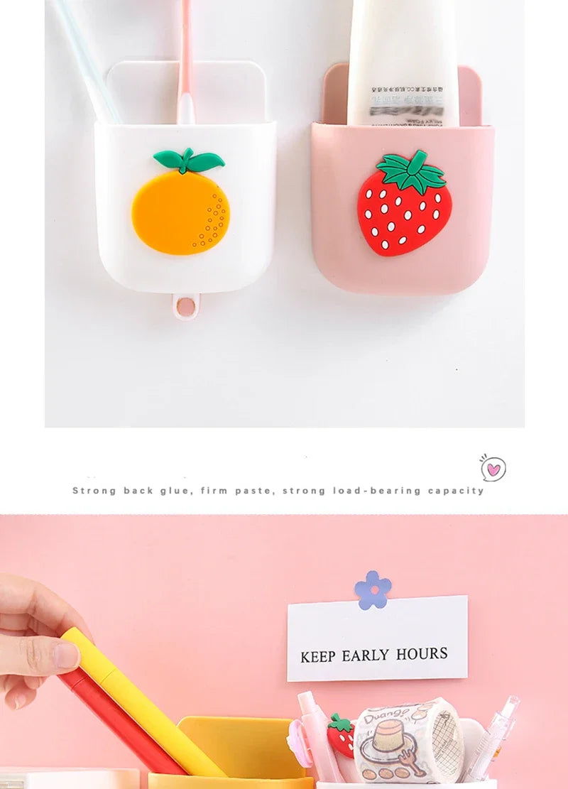 Cartoon Wall Mounted Storage Box for Bedroom Mobile Phone Bathroom Toothpaste Toothbrush Organizer