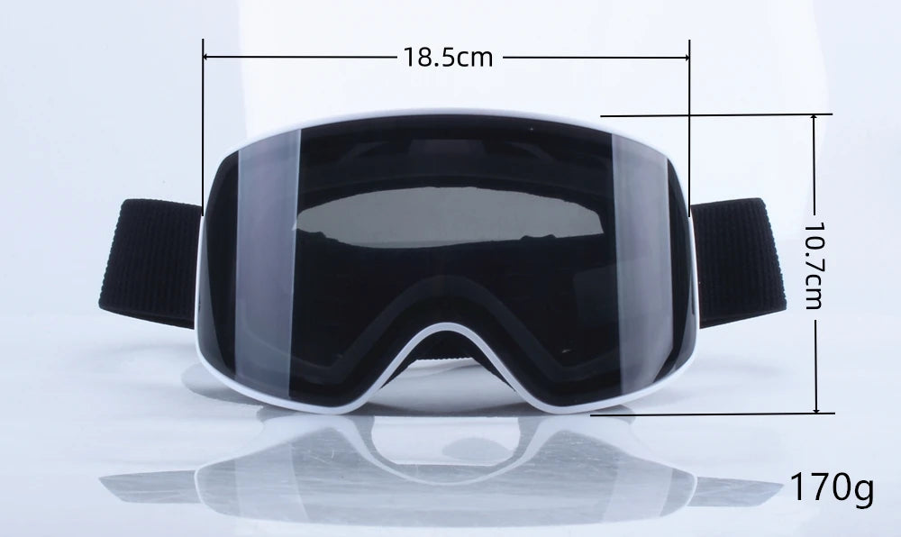 Big Ski Snowboard Goggles Women Men Skiing Eyewear Mask UV 400 Snow Protection Over Glasses Adult Double Anti-Fog Cylindrical