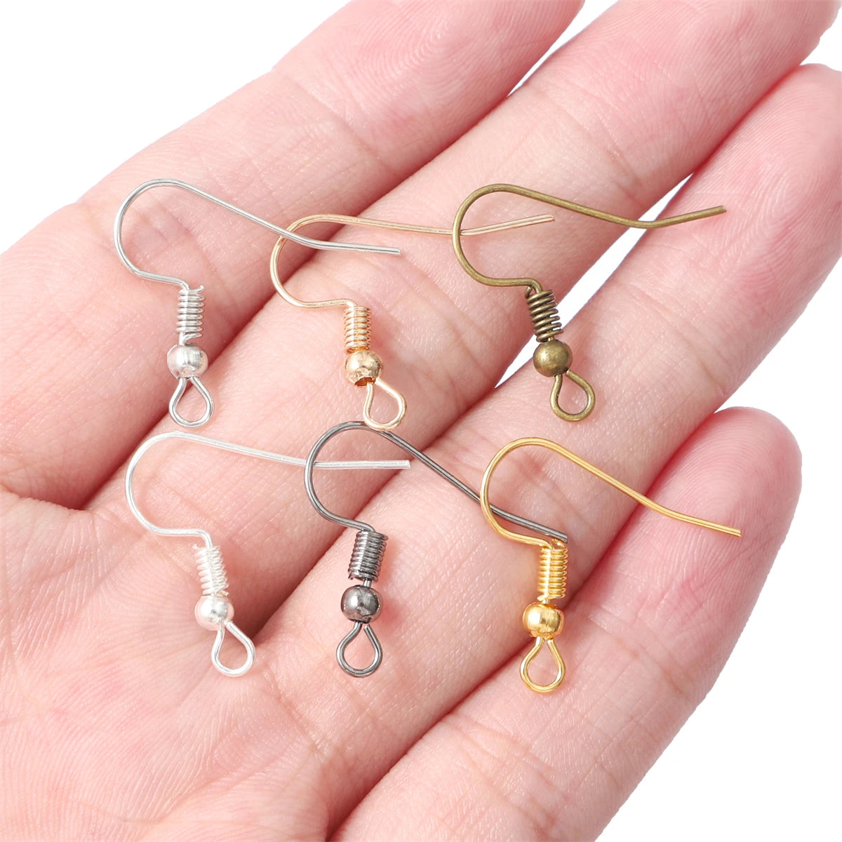 100-300pcs/Lot Hypoallergenic Earring Hook Kit Mix-color Ear Wires Fish Hooks Open Jump Rings Earplugs For DIY Jewelry Making
