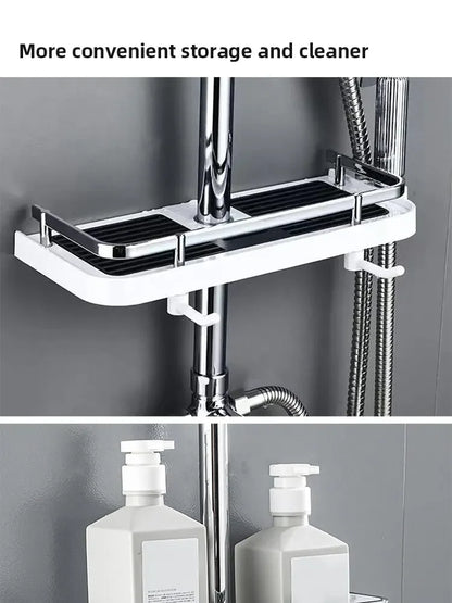 Shower Shelf Home Bathroom Lift Bracket Without Holes Bathroom Shower Rod Tray Home Storage Shelves & Racks arrangement