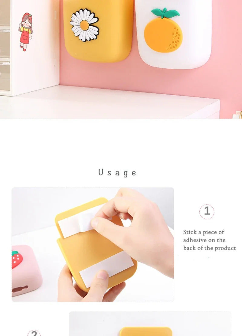 Cartoon Wall Mounted Storage Box for Bedroom Mobile Phone Bathroom Toothpaste Toothbrush Organizer