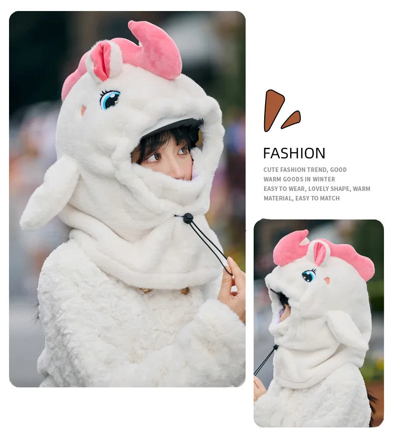 Cute Beautiful Cartoon Ski Helmet Cover Comfortable Soft Cycling Skiing Helmet Hat Lovely Winter Warm Plush Cap for Girl Women