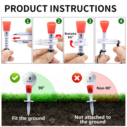 Caiton Cdjustable Golf Tee, Easy Tee, Excellent Durability And Multi-Function, Adjustable Height in 35-55mm/2.17inMulticolor Opt
