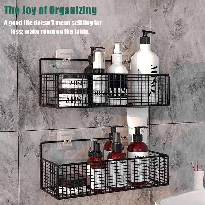 Living Room Bedroom Kitchen Storage Rack Bathroom Wall-Mounted Storage Rack (No Drilling Required)