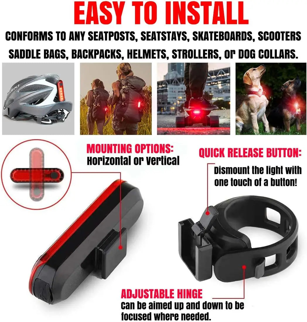 Bicycle Taillight MTB Red Light Bike Rear Light Cycling Warming Safety Lamp USB Rechargeable Led Bike Light Bike Accessories