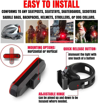Bicycle Taillight MTB Red Light Bike Rear Light Cycling Warming Safety Lamp USB Rechargeable Led Bike Light Bike Accessories