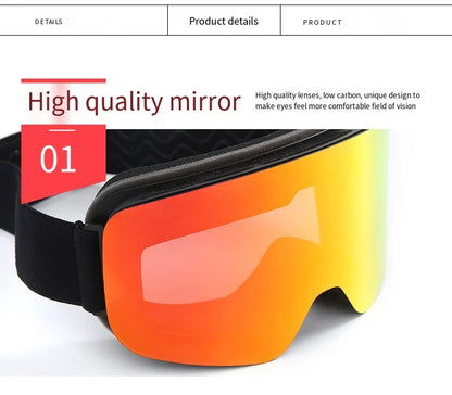 Big Ski Snowboard Goggles Women Men Skiing Eyewear Mask UV 400 Snow Protection Over Glasses Adult Double Anti-Fog Cylindrical