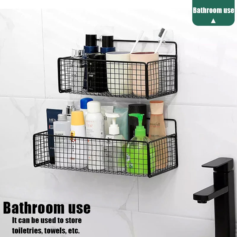 Living Room Bedroom Kitchen Storage Rack Bathroom Wall-Mounted Storage Rack (No Drilling Required)