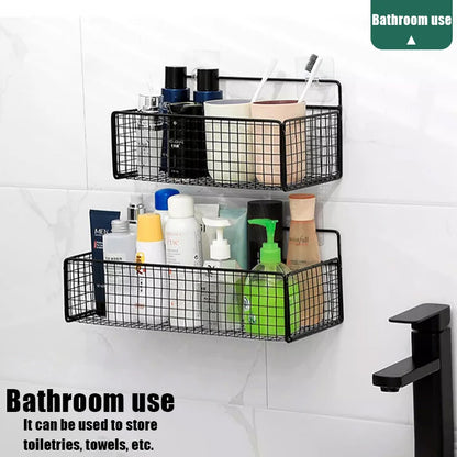 Living Room Bedroom Kitchen Storage Rack Bathroom Wall-Mounted Storage Rack (No Drilling Required)