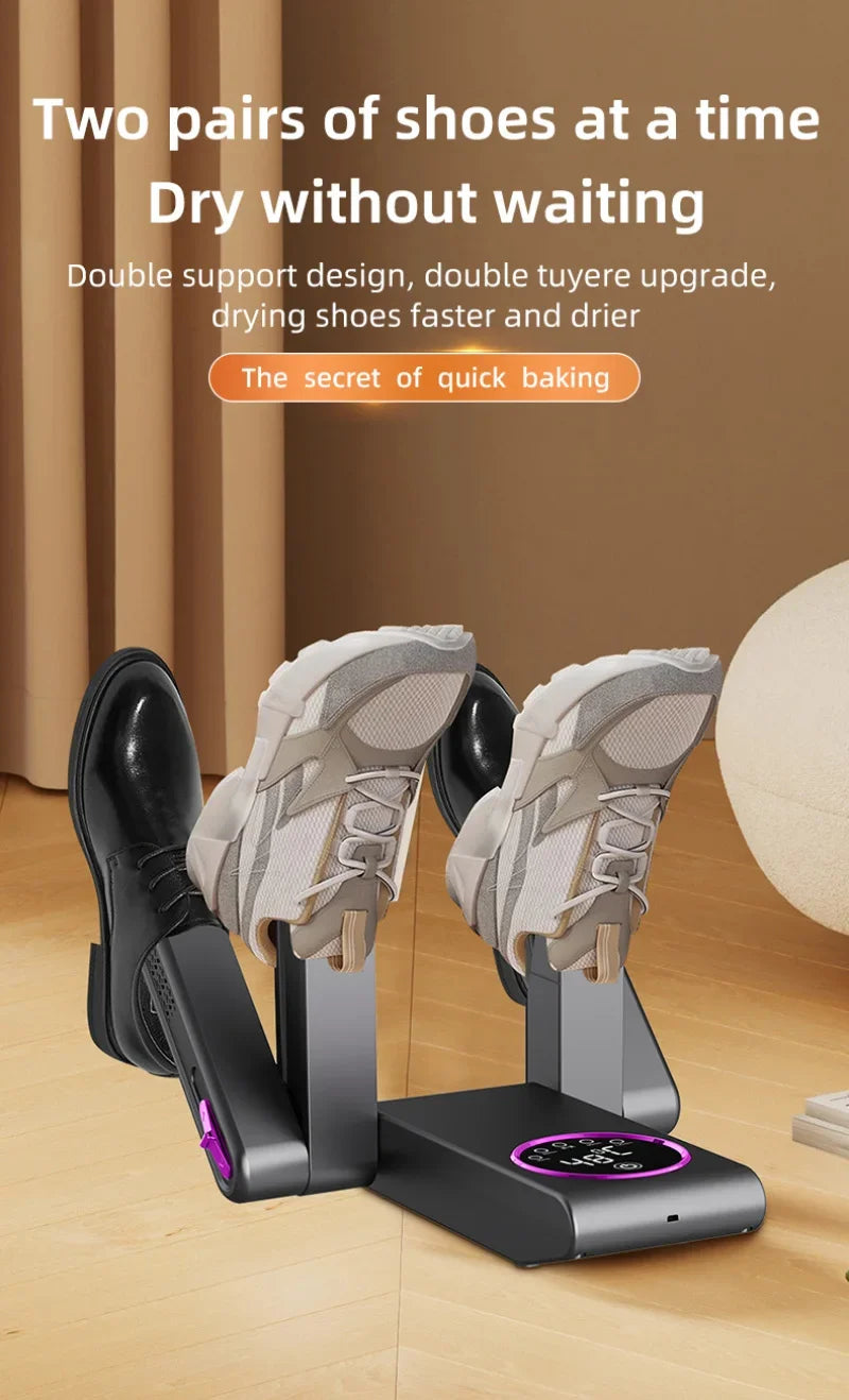 Portable Shoe Dryer Electric Shoe and Boot Dryer 180° Folding Design Smart Display for Shoes Gloves Hats Socks Ski Boots