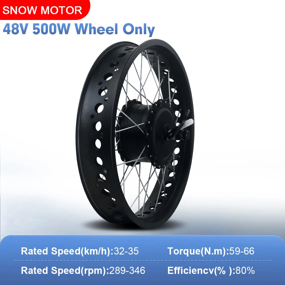 Electric Bicycle Fat Tire 20/24/26Inch 4.0 Tyre 36V 48V 500W Brushless Gear Front Wheel Hub Motor For Snow Ebike Conversion Kit