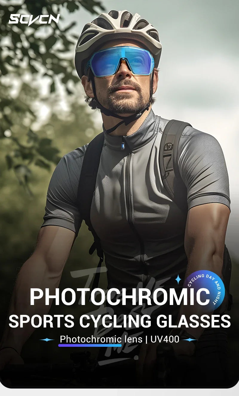 SCVCN Color Photochromic Cycling Glasses UV400 Sunglasses for Men Women Driving Glasses MTB Road Bike Sport Eyewear Running