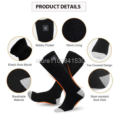 Winter Heated Socks Rechargeable Heating Socks With Battery Case Heated Socks Warmth Outdoor Heated Boots Snowmobile Winter Ski