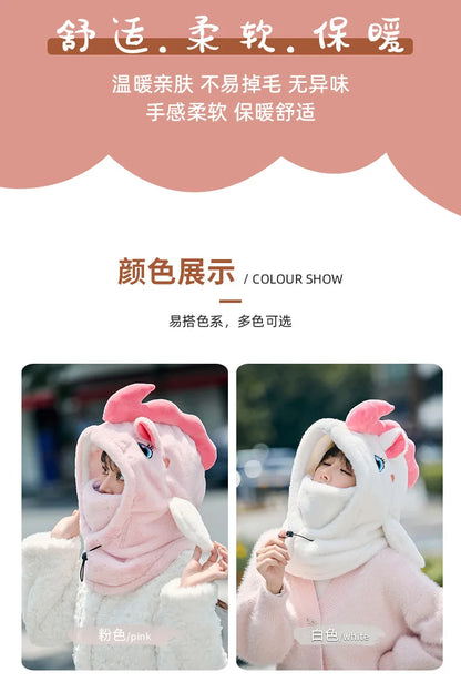 Cute Beautiful Cartoon Ski Helmet Cover Comfortable Soft Cycling Skiing Helmet Hat Lovely Winter Warm Plush Cap for Girl Women