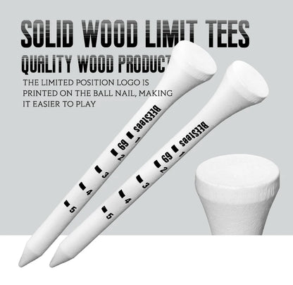 Golf Tees 70mm Wood 100 PCS Professional White Wooden Striped Digital Scale Golf Tees 83mm White Golf Wood Tee Golf Accesories