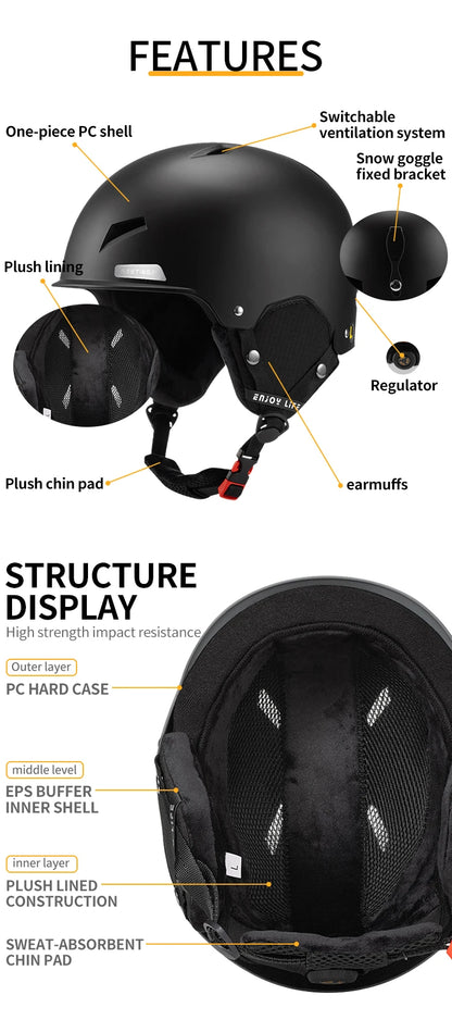 Eastinear Ski Helmet Is Lightweight, Breathable, Anti-collision and Warm for Men and Women, Outdoor Ski Equipment for Children