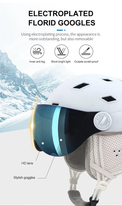 MOON-Professional Ski Helmet for Adult and Youth, Universal for Skateboard, Snowboard, Snow Equipment, Warm, Winter