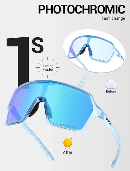 SCVCN Color Photochromic Cycling Glasses UV400 Sunglasses for Men Women Driving Glasses MTB Road Bike Sport Eyewear Running