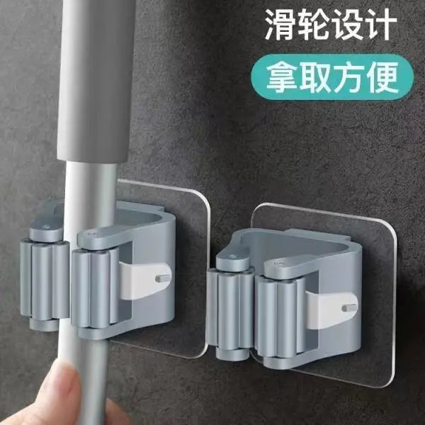 Household Bathroom Hole-free Mop Rack Broom Holder Holder Broom Storage Rack Seamless Transparent Mop Hanger