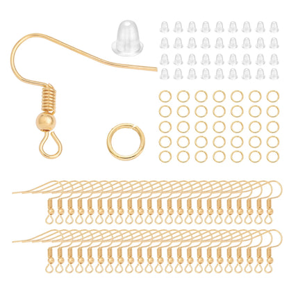 100-300pcs/Lot Hypoallergenic Earring Hook Kit Mix-color Ear Wires Fish Hooks Open Jump Rings Earplugs For DIY Jewelry Making