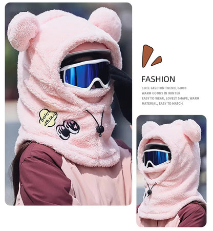 Animal Ear Ski Helmet Cover Bear Cat Ear Skiing Warmer Comfortable Soft Fleece Winter Warm Skiing Head Warmer Ski Accessories